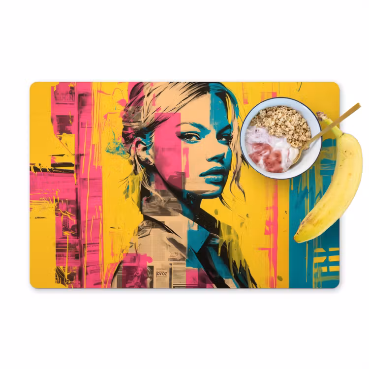 Placemat vinyl - Vrouw - Verfstrepen - Gekleurd — 1