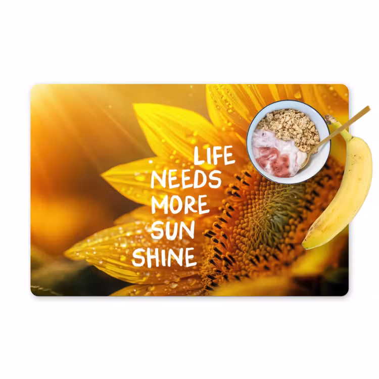 Placemat vinyl - Zonnebloem - Close up - Geel - Quote — 1
