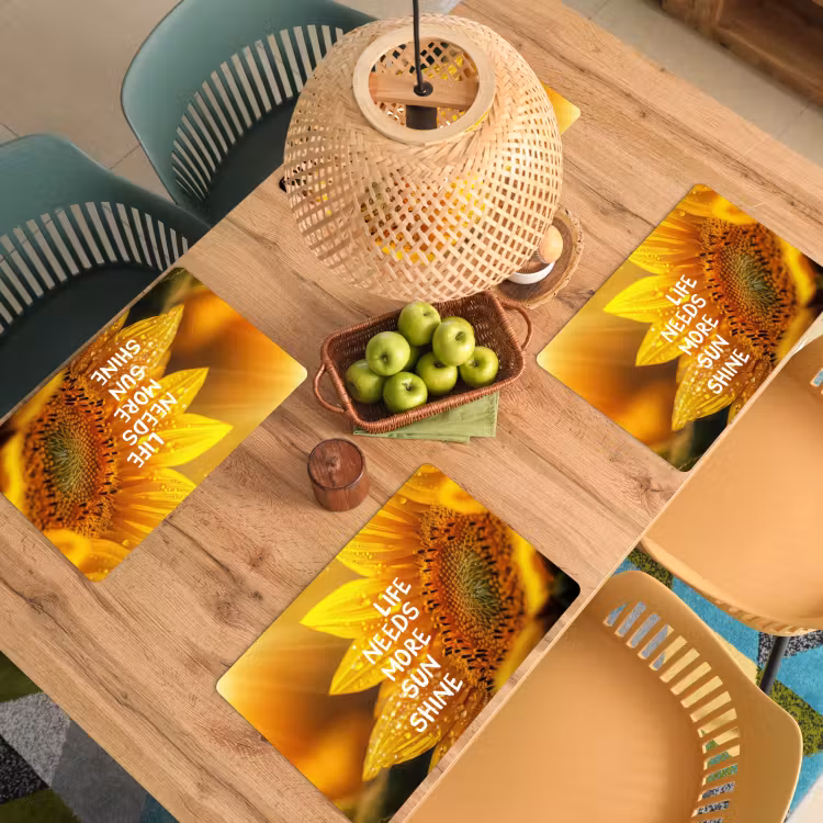 Placemat vinyl - Zonnebloem - Close up - Geel - Quote — 3