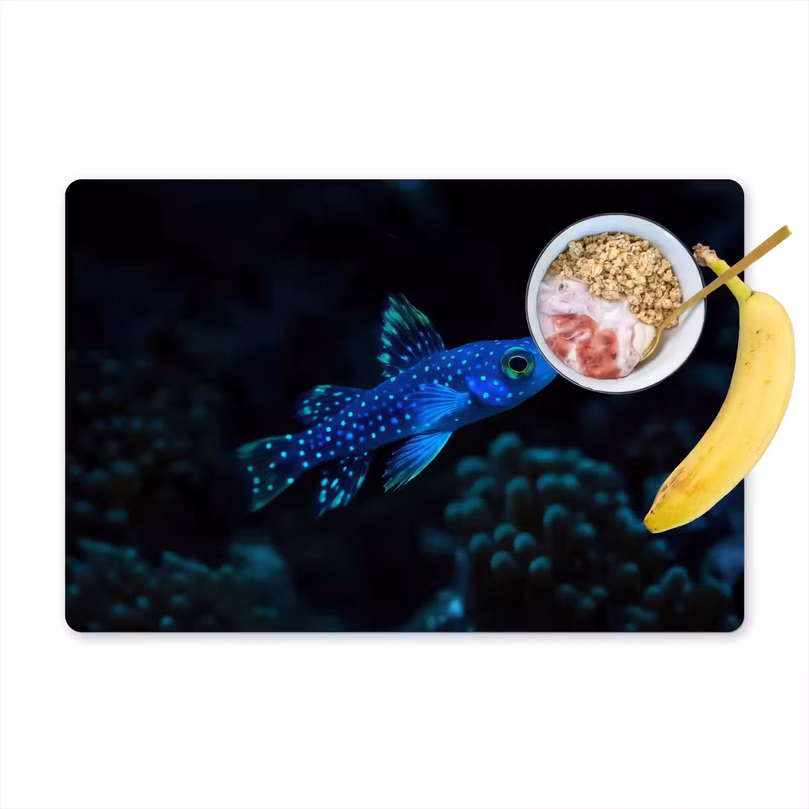 Placemat vinyl - Vis - Stippen - Koraal - Blauw — 1