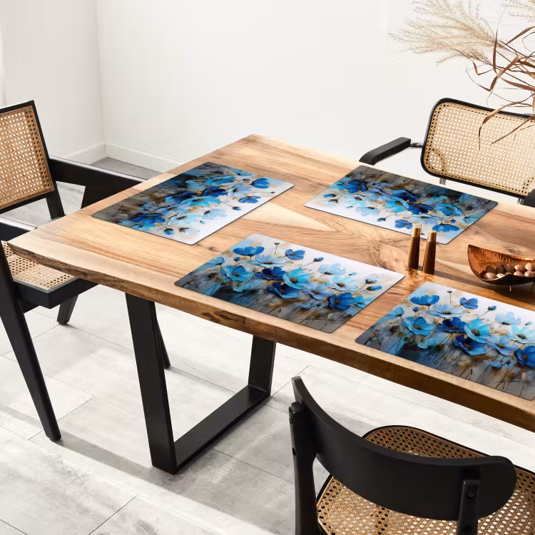Placemat vinyl - Bloemen - Schilderij - Blauw — 4