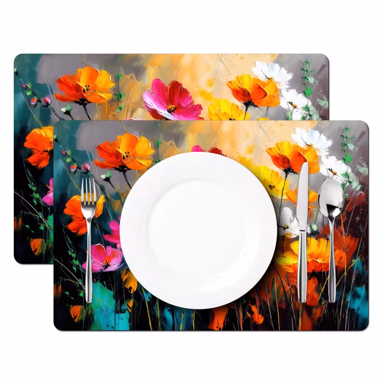 Placemat vinyl - Felgekleurd - Bloemblaadjes - Abstract — 2