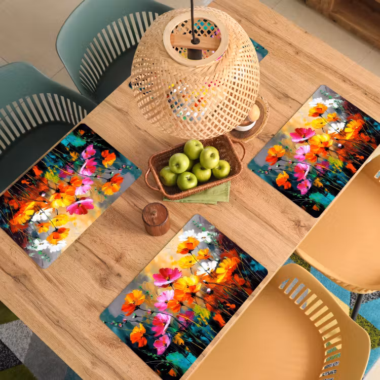 Placemat vinyl - Felgekleurd - Bloemblaadjes - Abstract — 3