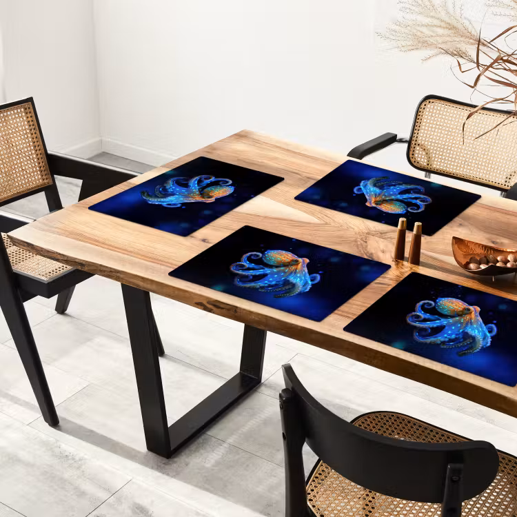 Placemat vinyl - Octopus - Stippen - Blauw - Zee — 4