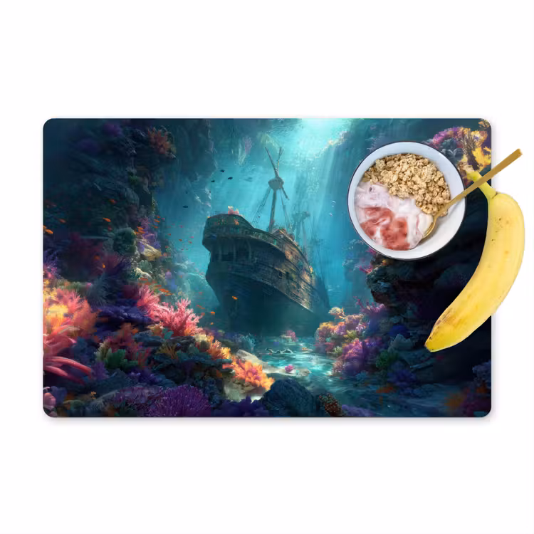 Placemat vinyl - Schip - Hout - Koraalriffen - Zonlicht — 1