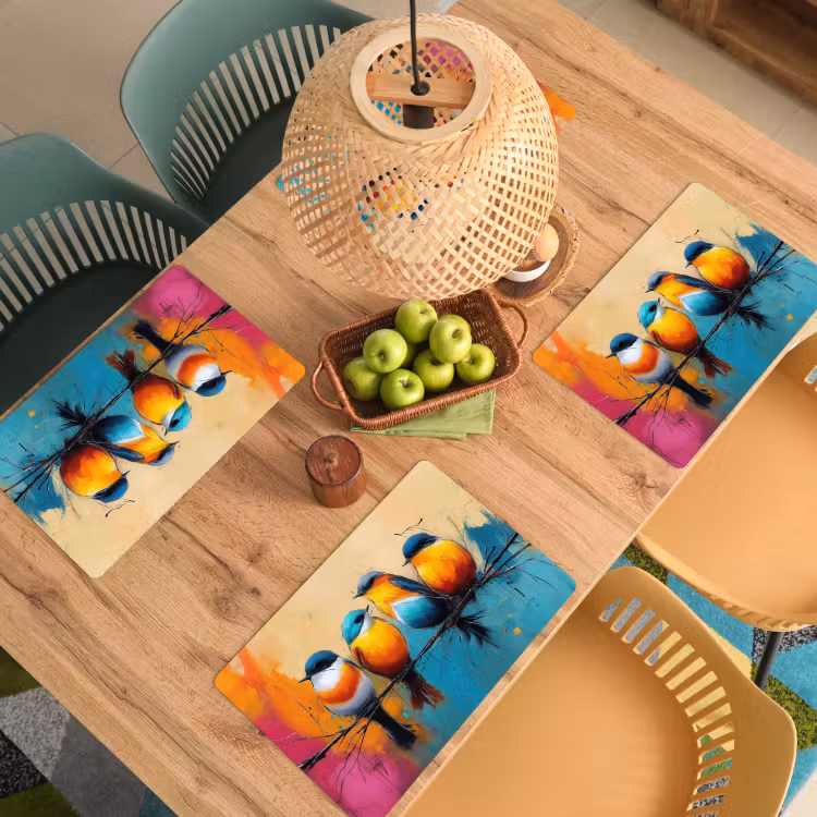 Placemat vinyl - Vogels - Kleurrijk - Tak - Abstract — 3
