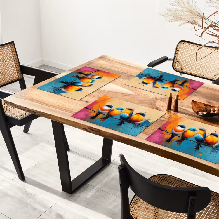 Placemat vinyl - Vogels - Kleurrijk - Tak - Abstract — 4