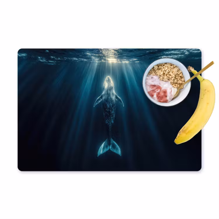 Placemat vinyl - Walvis - Water - Zonnestralen - Blauw — 1