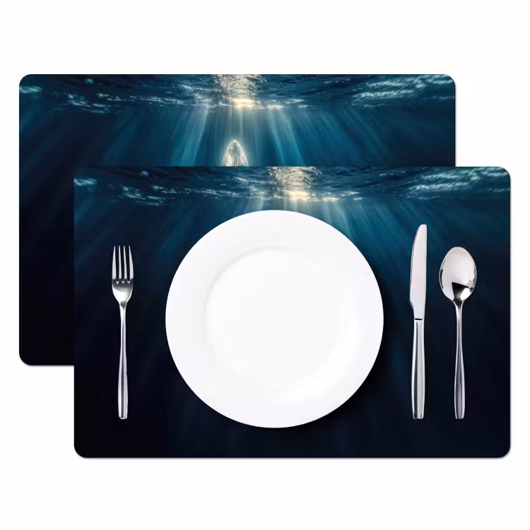 Placemat vinyl - Walvis - Water - Zonnestralen - Blauw — 2