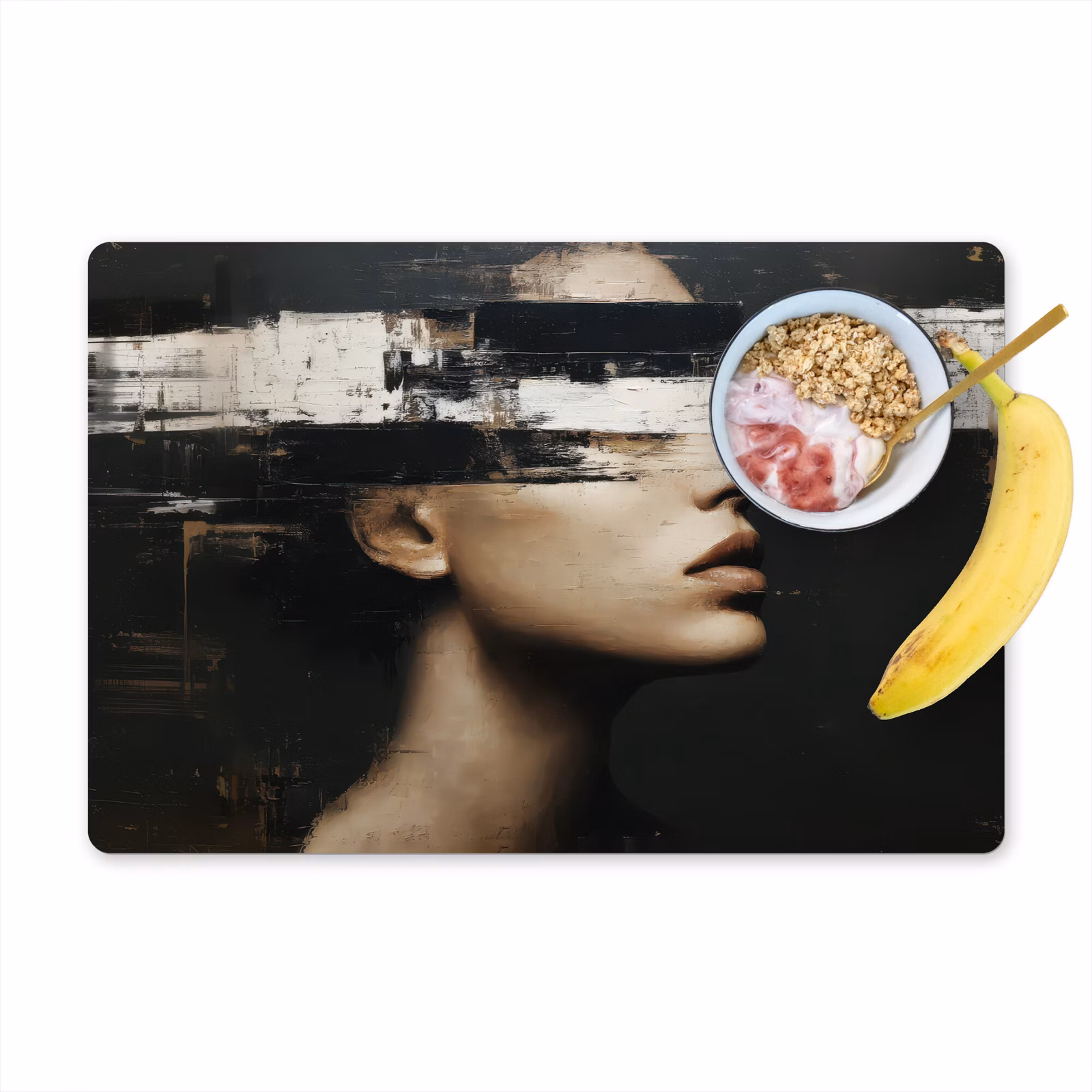 Placemat vinyl - Gezicht - Vrouw - Zwart - Abstract — 1