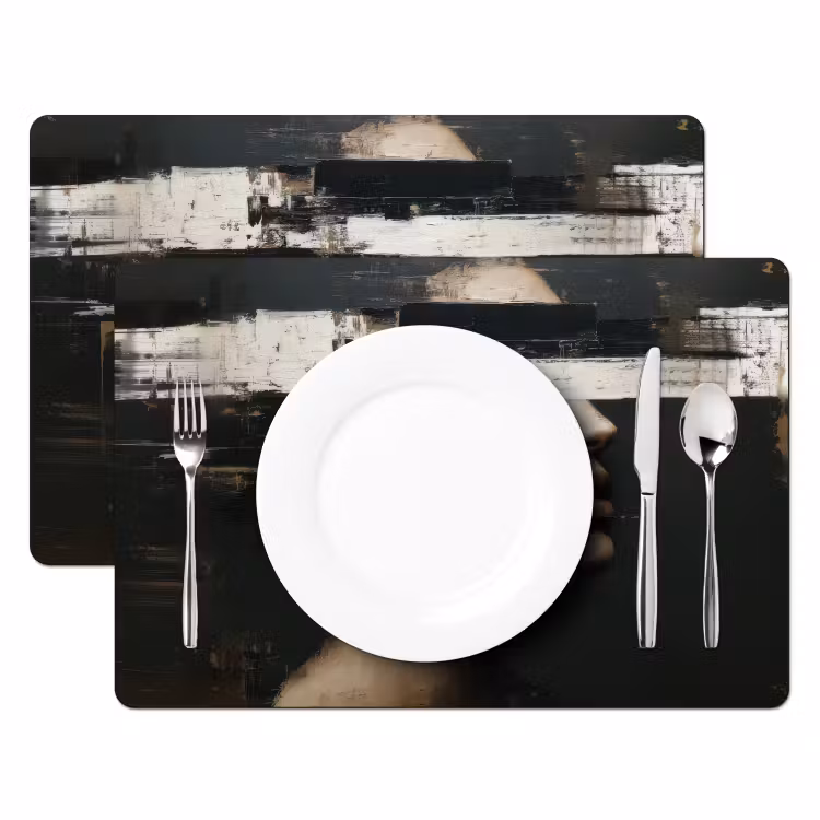 Placemat vinyl - Gezicht - Vrouw - Zwart - Abstract — 2