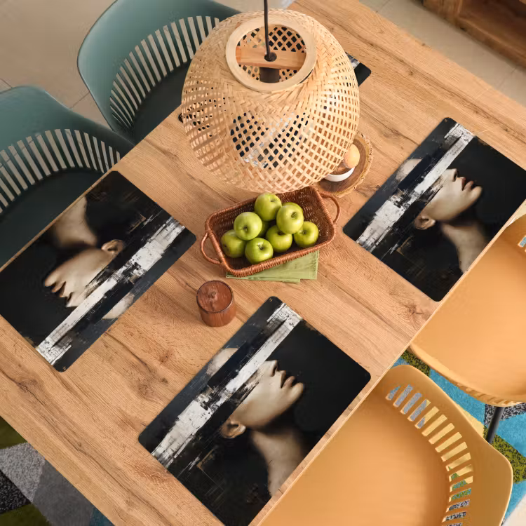 Placemat vinyl - Gezicht - Vrouw - Zwart - Abstract — 3