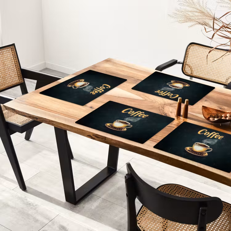 Placemat vinyl - Koffie - Schotel - Koffiebonen - Retro — 4