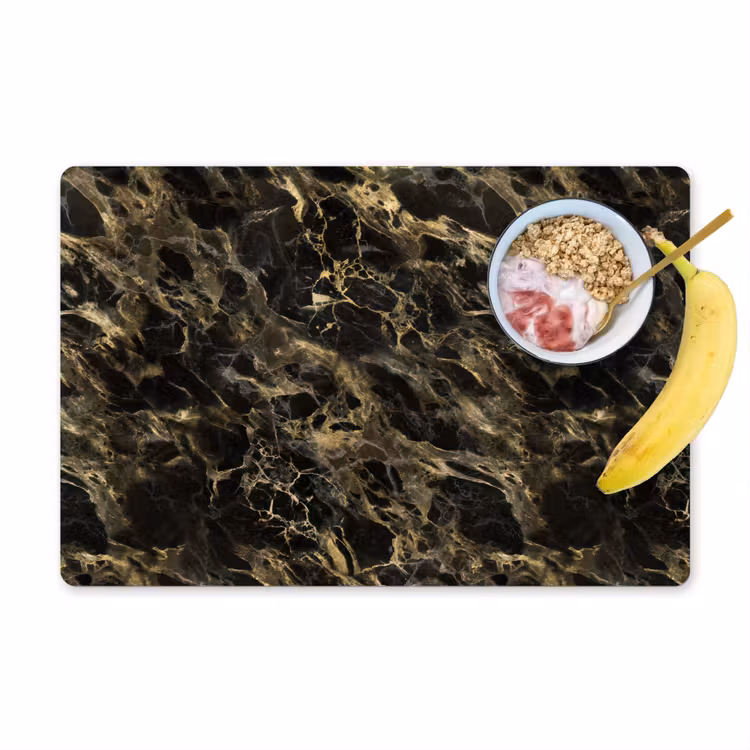 Placemat vinyl - Kristal - Goud - Zwart - Marmer — 1