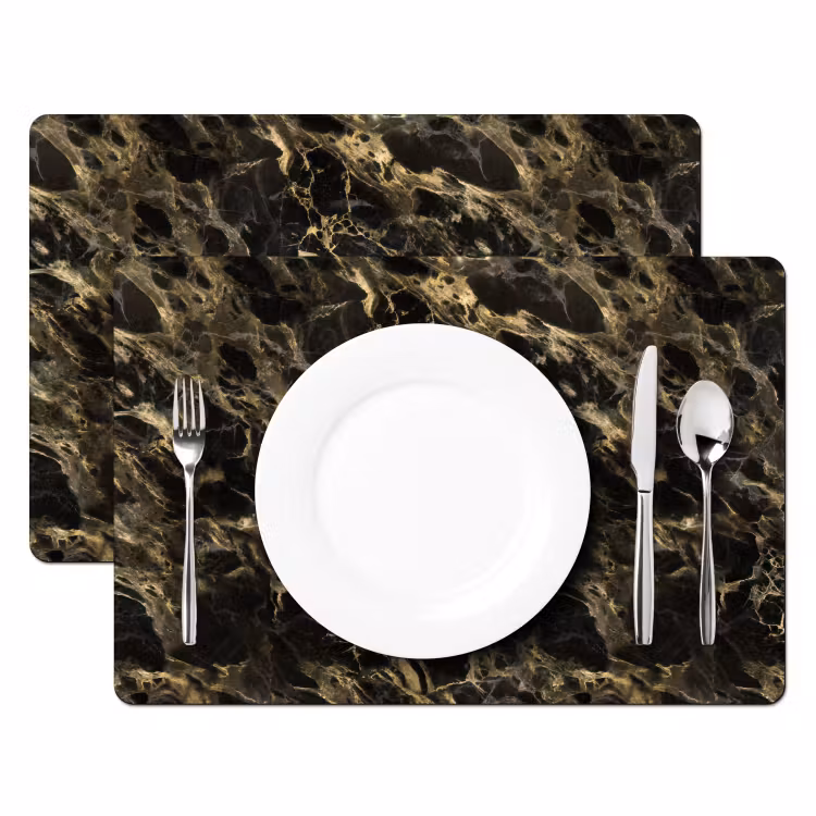 Placemat vinyl - Kristal - Goud - Zwart - Marmer — 2