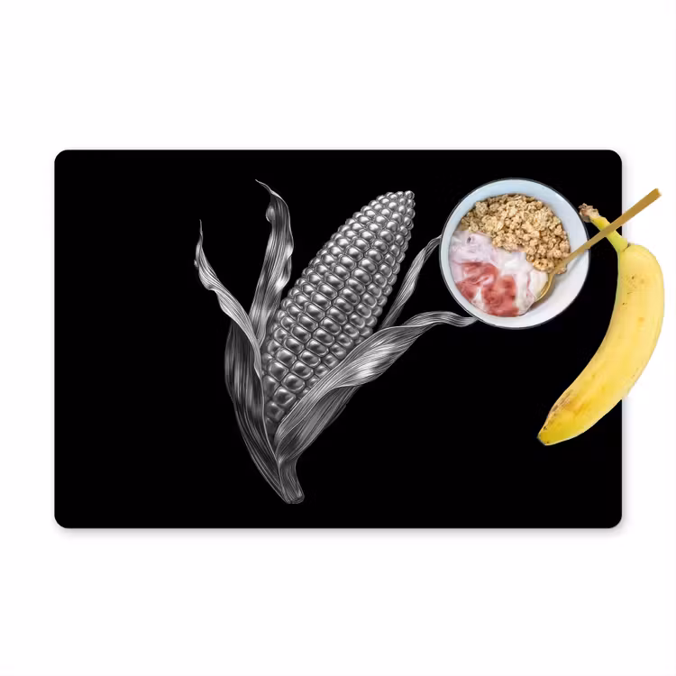 Placemat vinyl - Maïskolf - Glanzend metaal - Elegant — 1