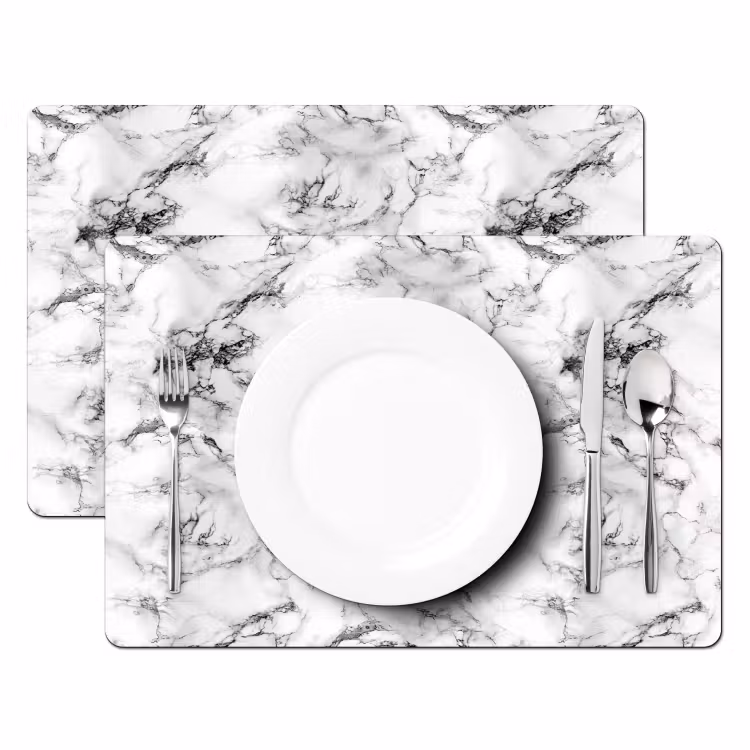 Placemat vinyl - Marmer - Zwart - Dramatisch - Wit — 2