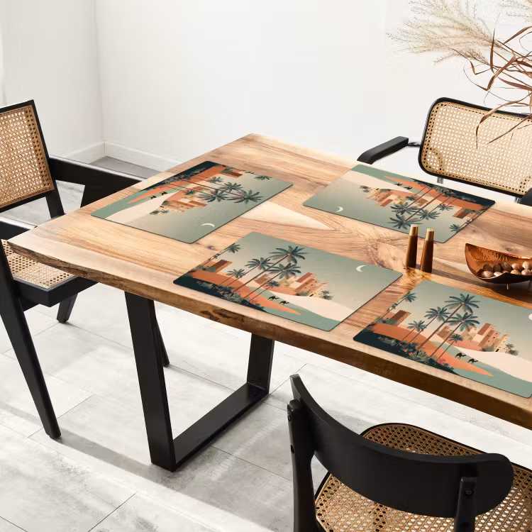 Placemat vinyl - Nachtlandschap - Kamelen - Sterren - zandduinden — 4