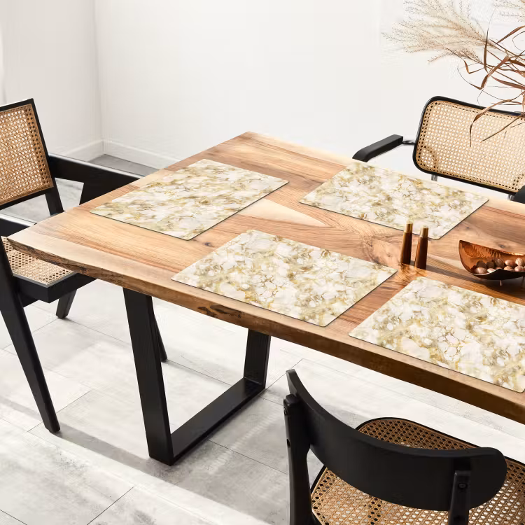 Placemat vinyl - Warm - Gouden - Marmer - Patroon — 4
