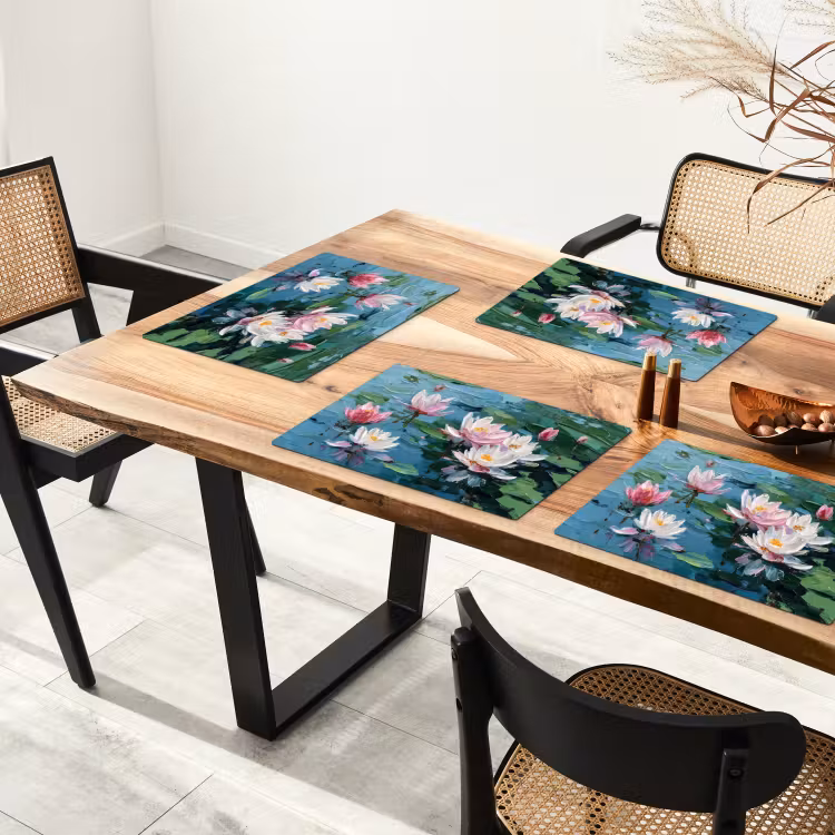 Placemat vinyl - Waterlelies - Bloemen - Roze - Water — 4