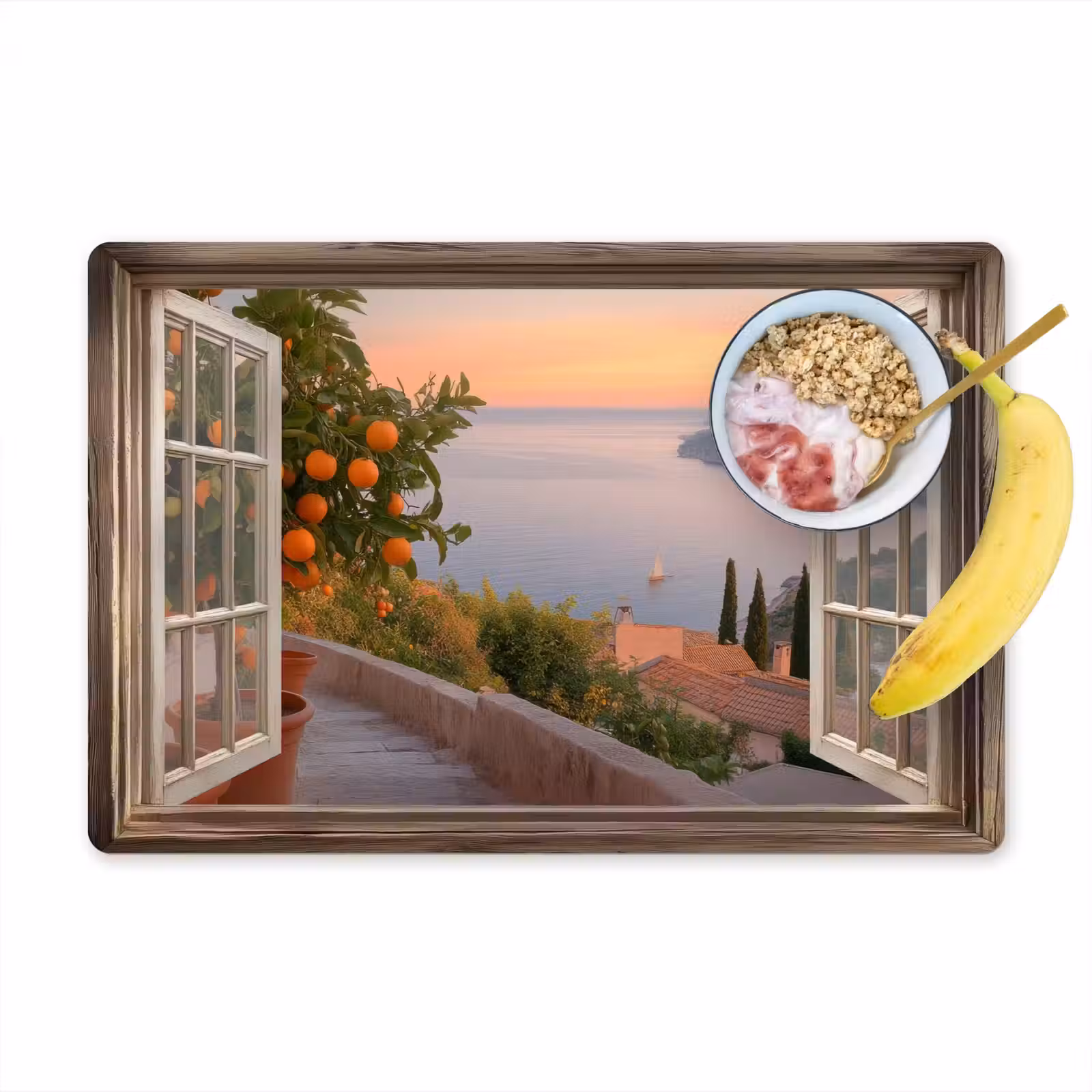 Placemat vinyl - Doorkijk - Uitzicht - Meer - Landschap — 1