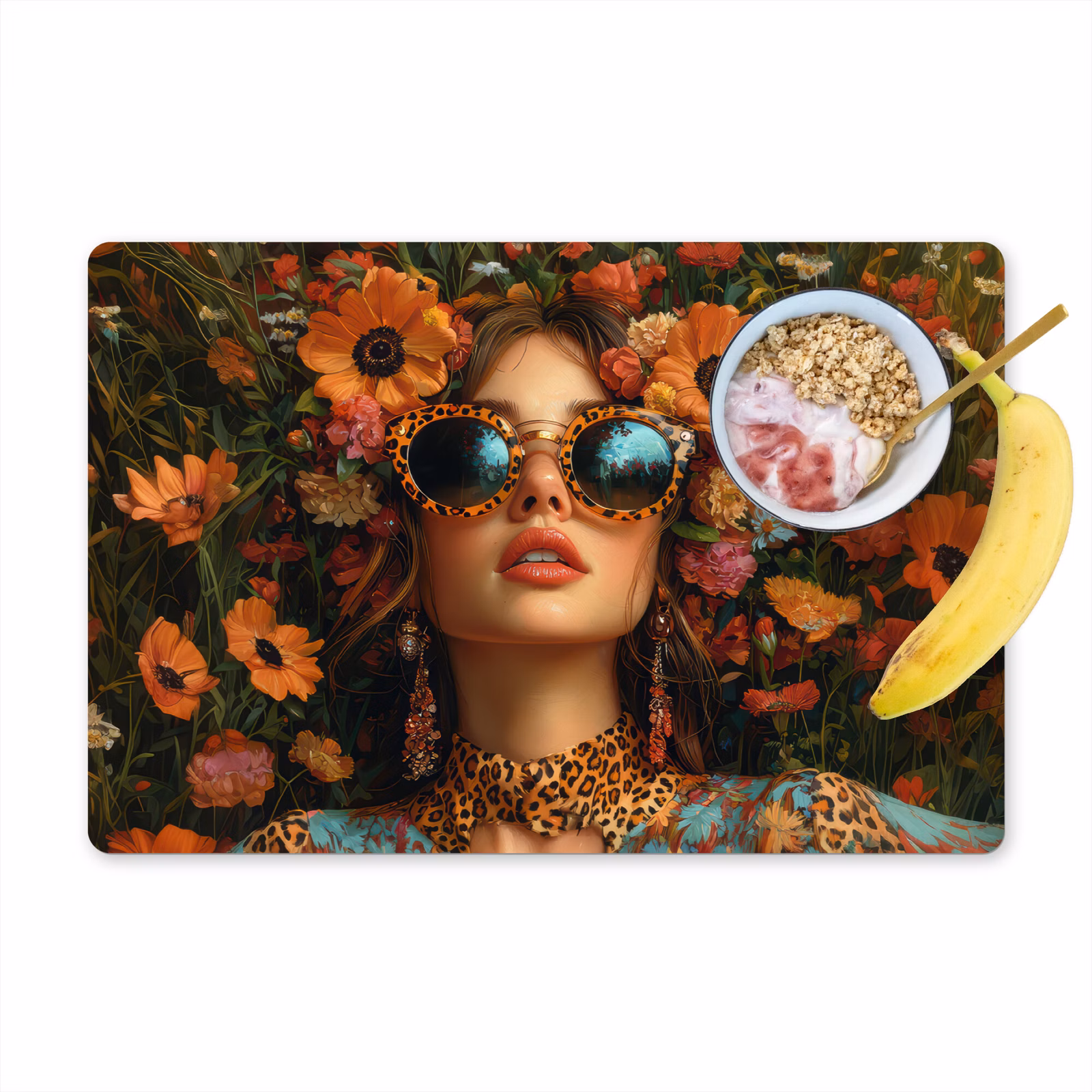 Placemat vinyl - Vrouwen - Bloemen - Modern - Bril - Abstract — 1