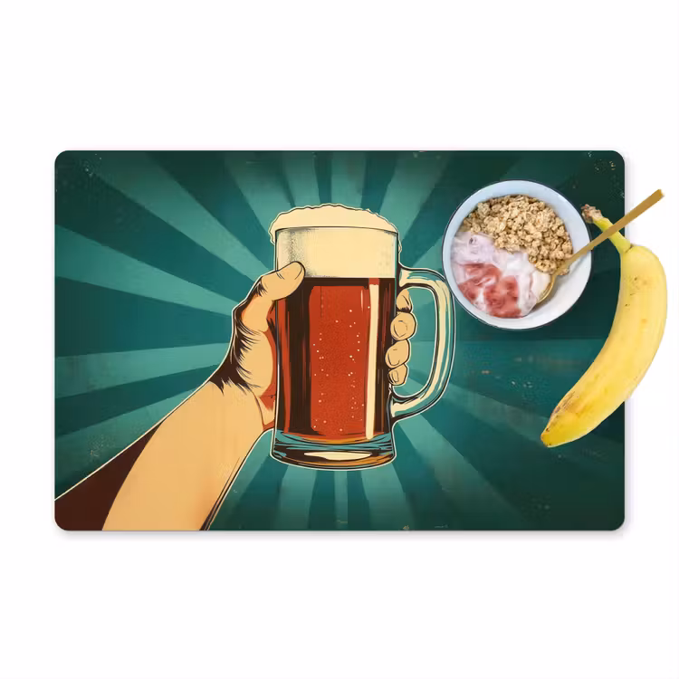 Placemat vinyl - Bierglas - Schuim - Retro - Groen — 1