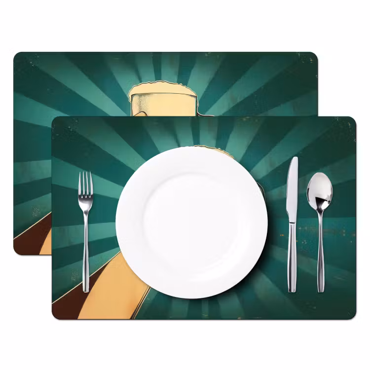 Placemat vinyl - Bierglas - Schuim - Retro - Groen — 2