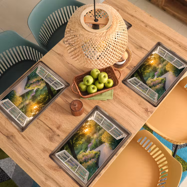 Placemat vinyl - Doorkijk - Bloemen - Natuur - Zon - Pad — 3