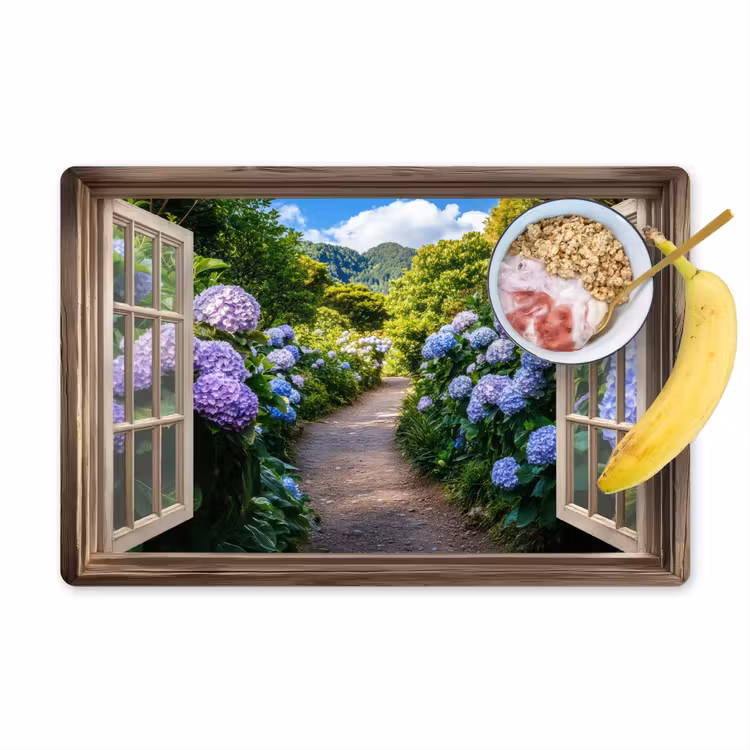 Placemat vinyl - Doorkijk - Hortensia - Pad - Natuur — 1