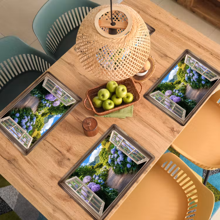 Placemat vinyl - Doorkijk - Hortensia - Pad - Natuur — 3