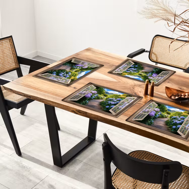Placemat vinyl - Doorkijk - Hortensia - Pad - Natuur — 4