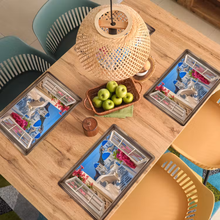 Placemat vinyl - Doorkijk - Santorini - Landschap - Blauw - Grieks — 3