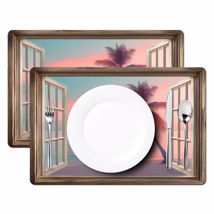 Placemat vinyl - Doorkijk - Strand - Palmboom - Tropisch — 2