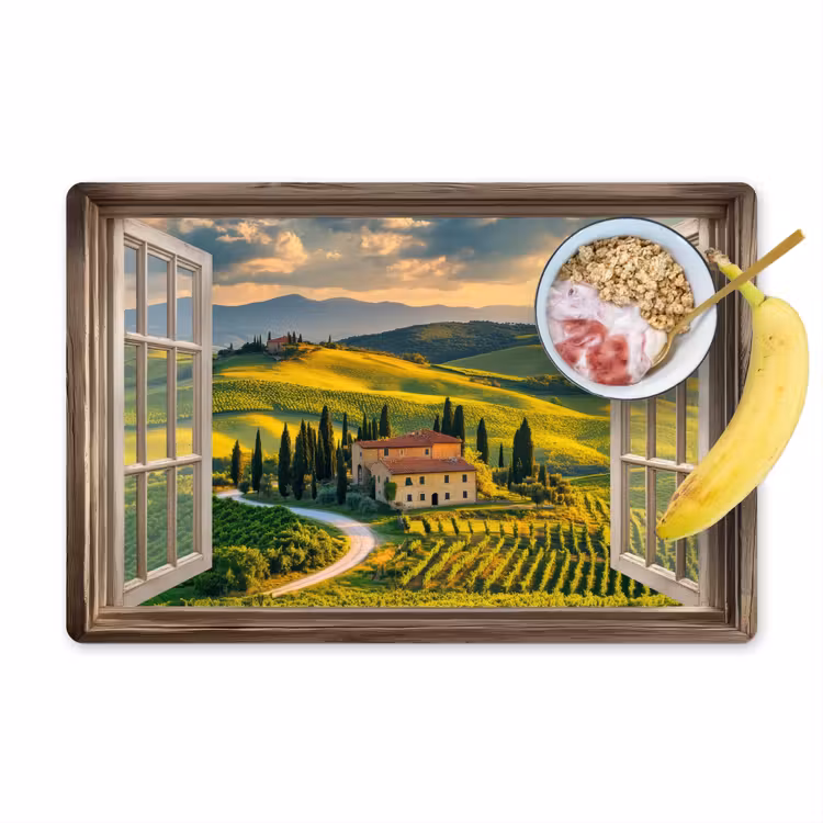 Placemat vinyl - Doorkijk - Toscane - Uitzicht - Landschap - Zomer — 1