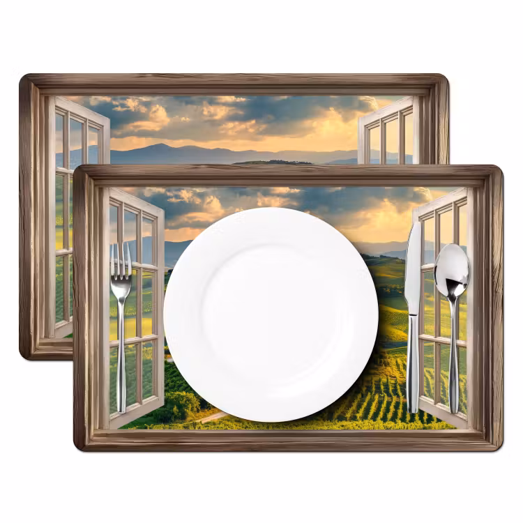 Placemat vinyl - Doorkijk - Toscane - Uitzicht - Landschap - Zomer — 2