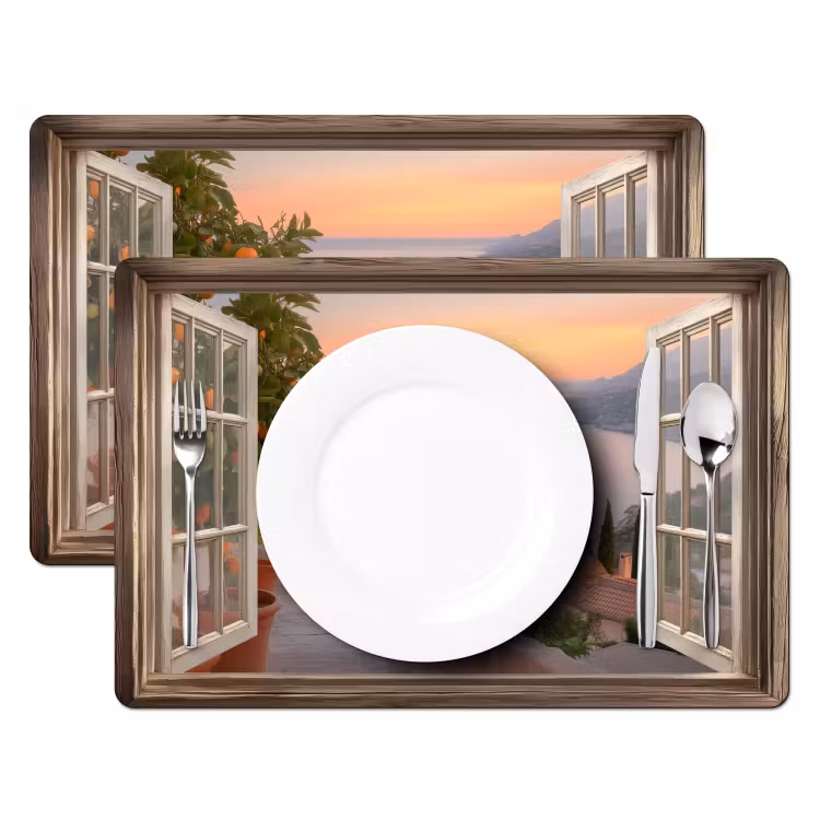 Placemat vinyl - Doorkijk - Uitzicht - Meer - Landschap — 2