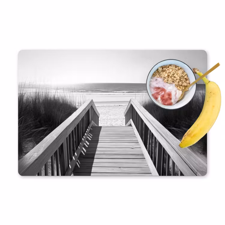 Placemat vinyl - Loopbrug - Hout - Strand - Zee — 1