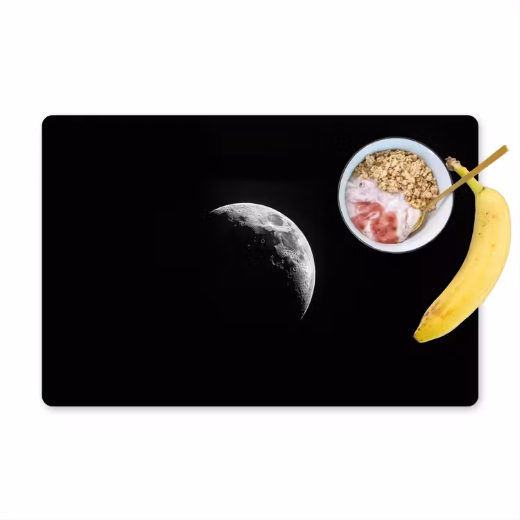 Placemat vinyl - Maan - Hemel - Zwart - Schaduw — 1