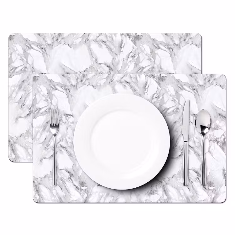 Placemat vinyl - Marmer - Gelaagd - Brekend - Grijsstructuur — 2
