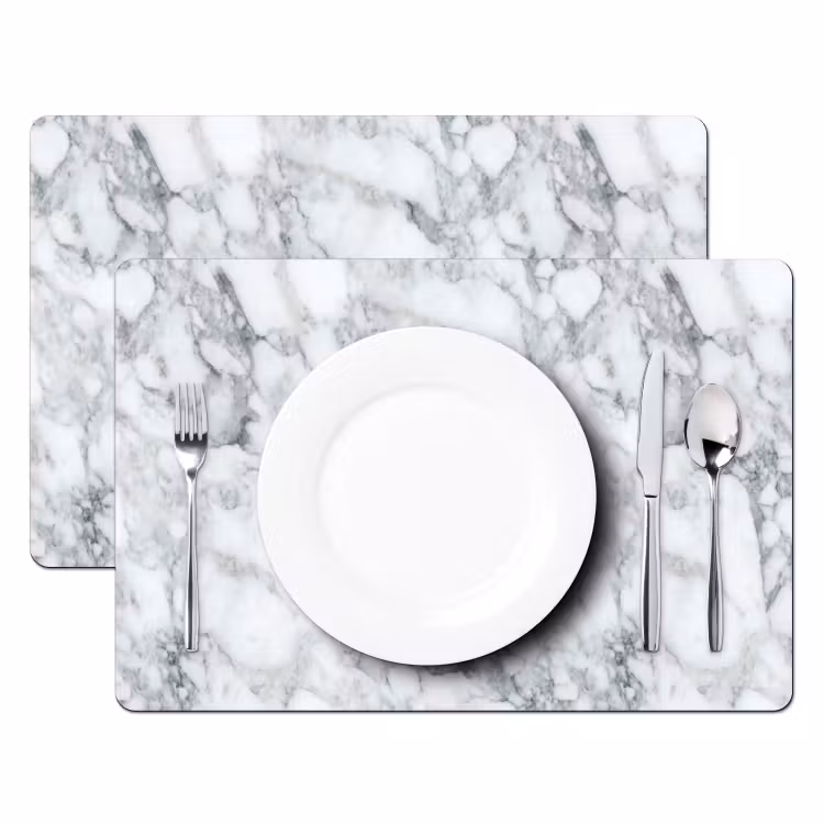 Placemat vinyl - Mozaïek - Marmer - Wit - Onregelmatig — 2