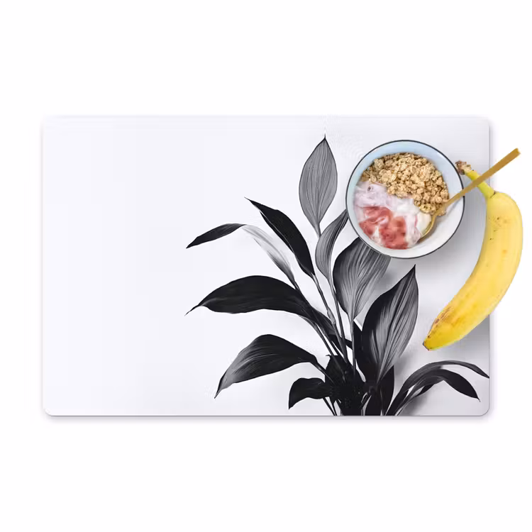 Placemat vinyl - Plant - Bladeren - Minimalistisch - Zwart — 1