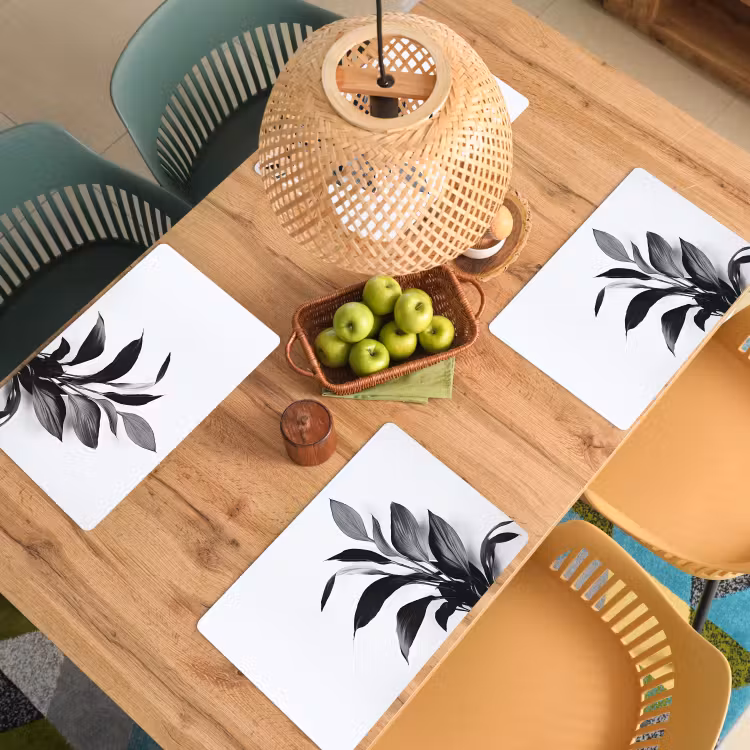 Placemat vinyl - Plant - Bladeren - Minimalistisch - Zwart — 3