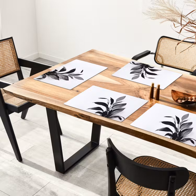 Placemat vinyl - Plant - Bladeren - Minimalistisch - Zwart — 4