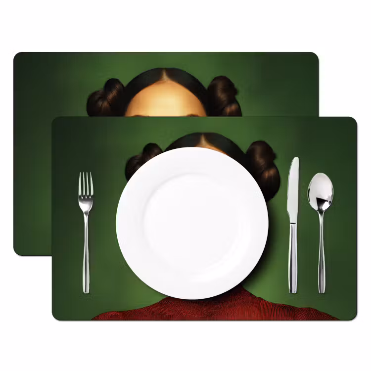 Placemat vinyl - Vrouw - Groen - Bril - Aesthetic - Modern — 2