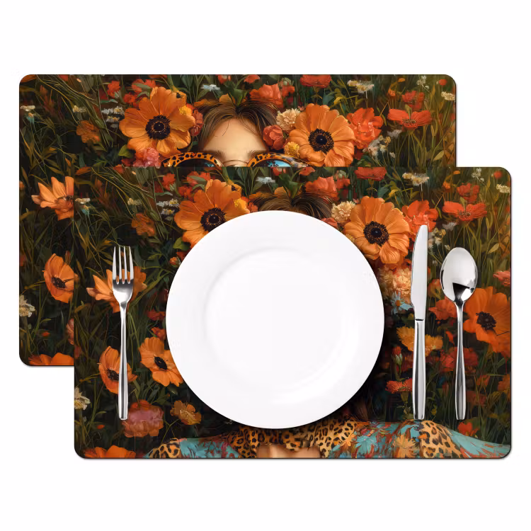 Placemat vinyl - Vrouwen - Bloemen - Modern - Bril - Abstract — 2