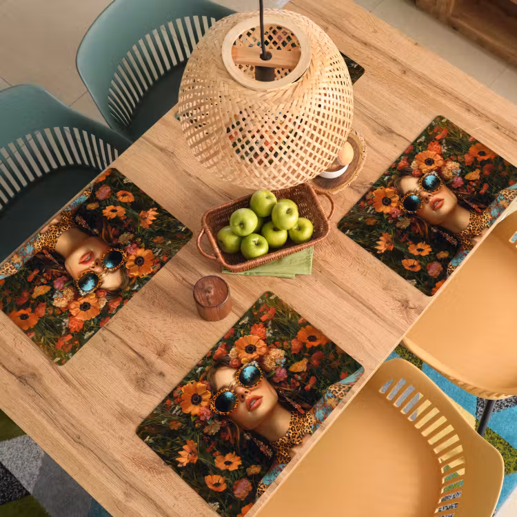 Placemat vinyl - Vrouwen - Bloemen - Modern - Bril - Abstract — 3