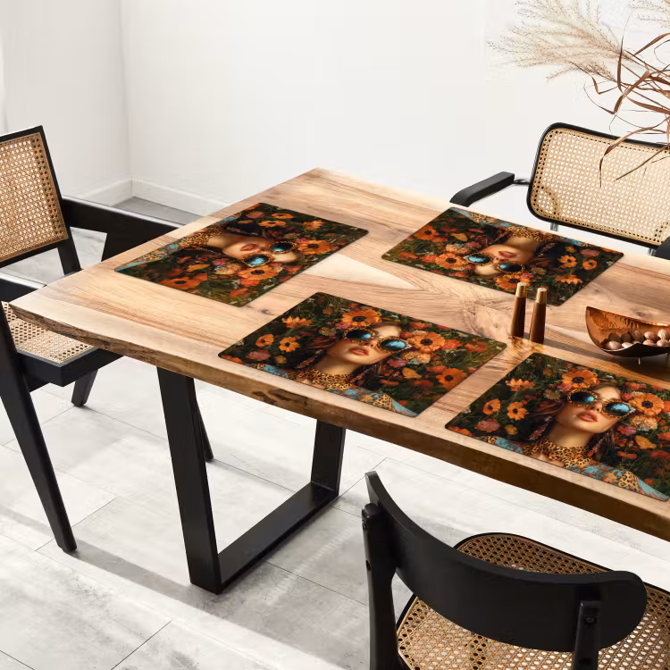 Placemat vinyl - Vrouwen - Bloemen - Modern - Bril - Abstract — 4