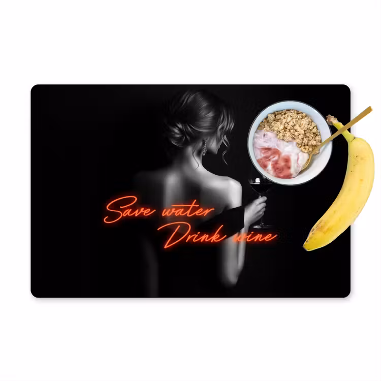 Placemat vinyl - Wijn - Vrouw - Neon - Quote — 1