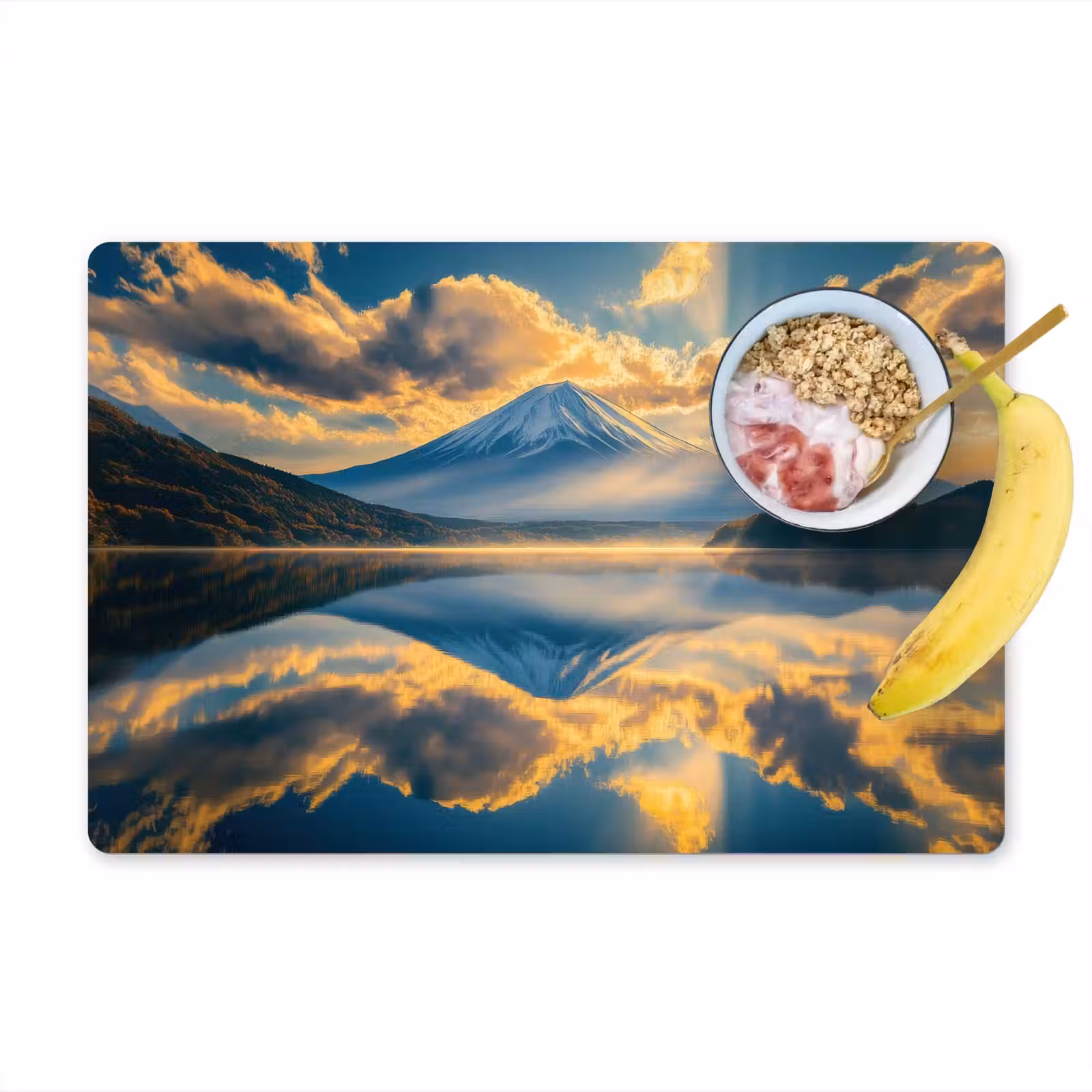 Placemat vinyl - Berg - Rivier - Zonsondergang — 1